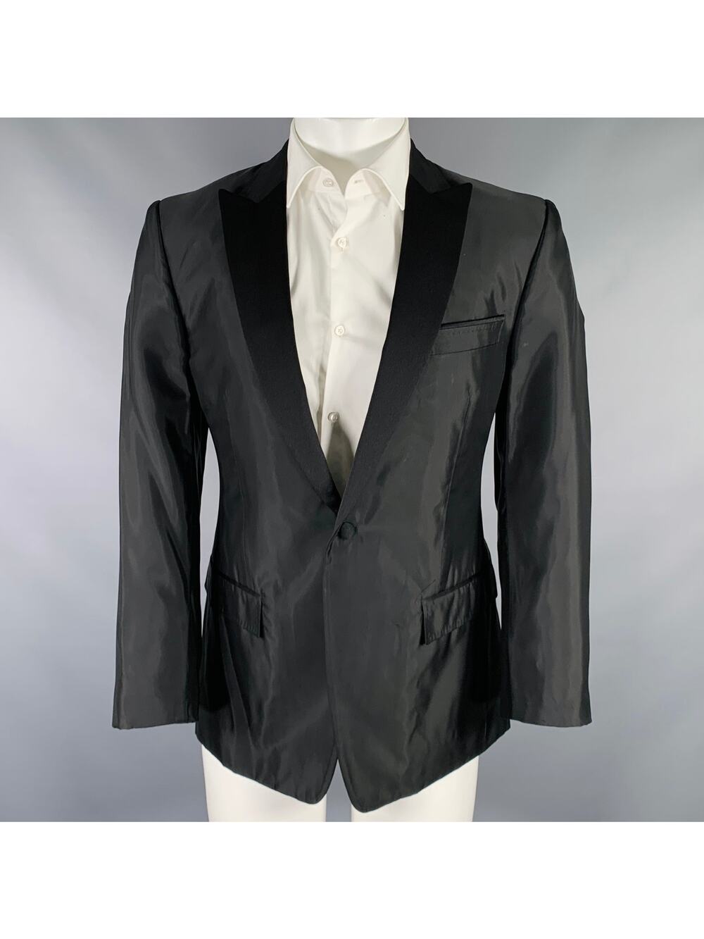 VERSACE COLLECTION Size 40 Black Acetate Blend Peak Lapel Sport Coat